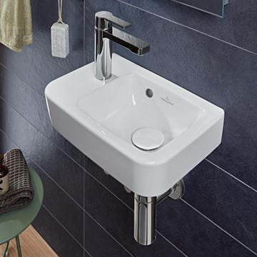 VILLEROY & BOCH O.NOVO COMPACT umývátko 36 cm, s otvorem pro baterii vlevo a přepadem, alpská bílá 43423601 Obrázek - fotka