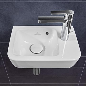 VILLEROY & BOCH O.NOVO COMPACT umývátko 36 cm, s otvorem pro baterii vpravo a přepadem, alpská bílá 43433601 Obrázek - fotka