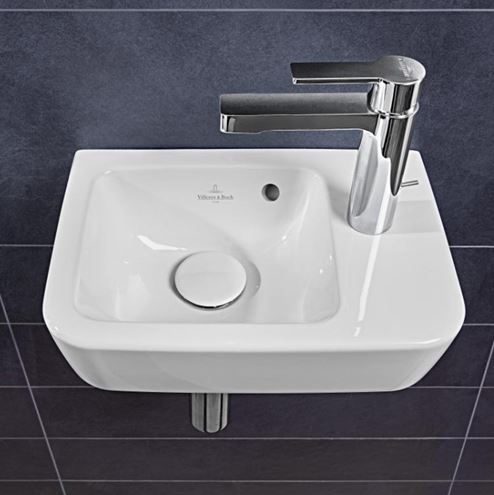 VILLEROY & BOCH O.NOVO COMPACT umývátko 36 cm, s otvorem pro baterii vpravo a přepadem, alpská bílá 43433601 Obrázek - fotka