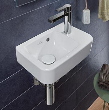VILLEROY & BOCH O.NOVO COMPACT umývátko 36 cm, s otvorem pro baterii vpravo a přepadem, alpská bílá 43433601 Obrázek - fotka