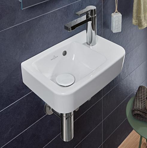 VILLEROY & BOCH O.NOVO COMPACT umývátko 36 cm, s otvorem pro baterii vpravo a přepadem, alpská bílá 43433601 Obrázek - fotka