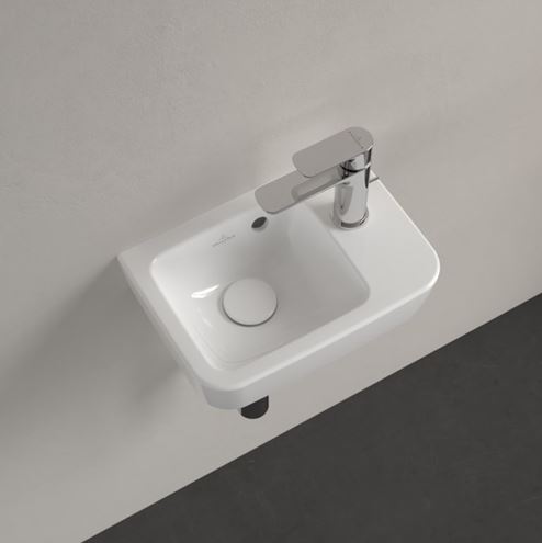 VILLEROY & BOCH O.NOVO COMPACT umývátko 36 cm, s otvorem pro baterii vpravo a přepadem, alpská bílá 43433601 Obrázek - fotka