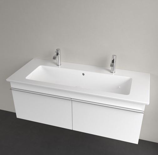 VILLEROY & BOCH VERITY LINE umyvadlo 120 cm, se 2 otvory pro baterie a přepadem, CeramicPlus, alpská bílá 4A12CKR1 Obrázek - fotka