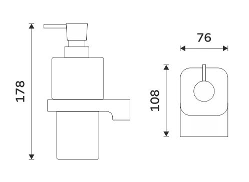 NIMCO MAYA dávkovač tekutého mýdla 290 ml, nástěnná, sklo, chrom MA 29031H-26 Technický nákres