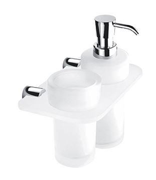 NIMCO BORMO dávkovač tekutého mýdla 250 ml s pohárkem, nástěnný, sklo, chrom