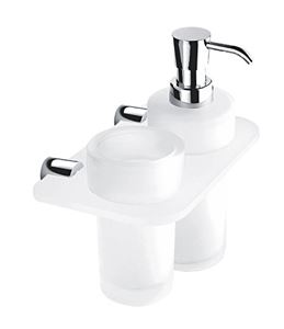 NIMCO BORMO dávkovač tekutého mýdla 250 ml s pohárkem, nástěnný, sklo, chrom
