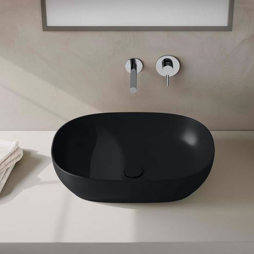 VITRA OUTLINE umyvadlová mísa 59 cm, bez přepadu, VitrAhygiene, matná černá 5995B483-0016 Obrázek - fotka