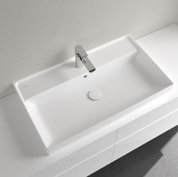 VILLEROY & BOCH COLLARO umyvadlo 80 cm, s otvorem pro baterii a přepadem, CeramicPlus, broušené, alpská bílá 4A338GR1 Obrázek - fotka