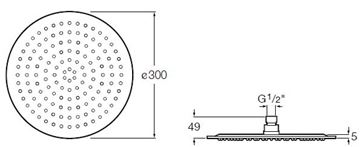 ROCA RAINDREAM horní sprcha pr. 300 mm, chrom A5B2550C00 Technický nákres