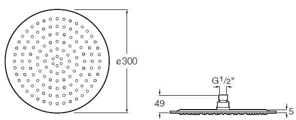 ROCA RAINDREAM horní sprcha pr. 300 mm, chrom A5B2550C00 Technický nákres