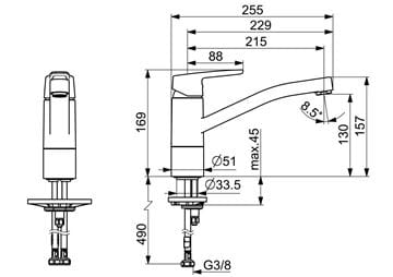 HANSA POLO dřezová baterie, chrom 51482293 Technický nákres