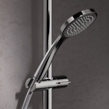 KEUCO IXMO SOLO sprchová souprava 3-dílná, ruční sprcha pr. 100 mm, tyč, hadice, Eco Air, chrom 59587010922 Obrázek - fotka