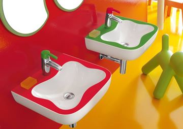 LAUFEN FLORAKIDS umývátko 45 cm, s otvorem pro baterii a přepadem, bílá/červená H8150310621041 Obrázek - fotka