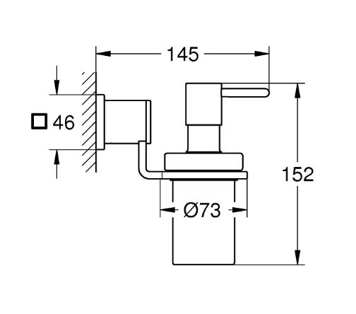GROHE ALLURE dávkovač tekutého mýdla 160 ml, nástěnný, sklo, chrom 40363000 Technický nákres