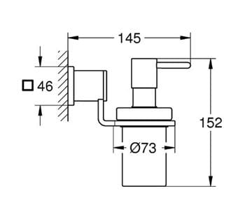 GROHE ALLURE dávkovač tekutého mýdla 160 ml, nástěnný, sklo, chrom 40363000 Technický nákres