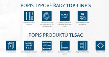 RONAL TOP-LINE S TLSAC sprchový kout 90x90 cm, rohový vstup, posuvné dveře, black line/čiré sklo TLSAC 090 06 07 Obrázek - fotka