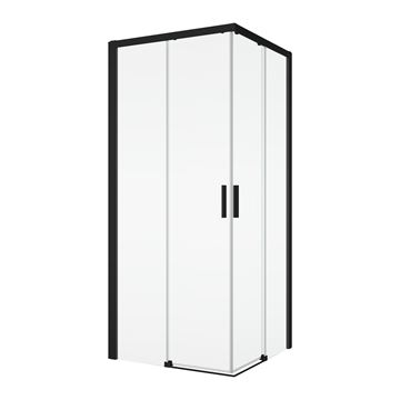 RONAL TOP-LINE S TLSAC sprchový kout 90x90 cm, rohový vstup, posuvné dveře, black line/čiré sklo