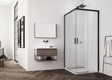 RONAL TOP-LINE S TLSAC sprchový kout 90x90 cm, rohový vstup, posuvné dveře, black line/čiré sklo TLSAC 090 06 07 Obrázek - fotka
