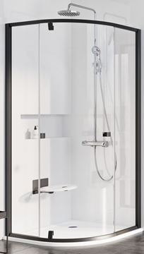 RAVAK PIVOT PSKK3 90 sprchový kout 90x90 cm, R500, pivotové dveře, black/sklo transparent