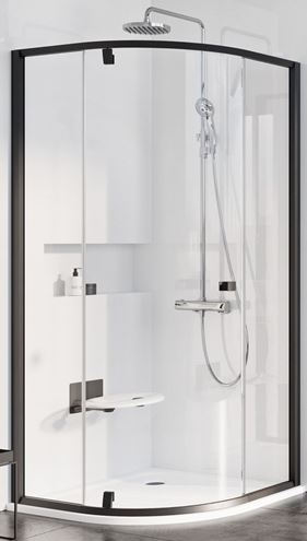 RAVAK PIVOT PSKK3 90 sprchový kout 90x90 cm, R500, pivotové dveře, black/sklo transparent 37677300Z1 Obrázek - Hlavní obrázek