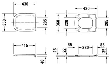 DURAVIT D-CODE WC sedátko, lesklá bílá 0067310000 Technický nákres