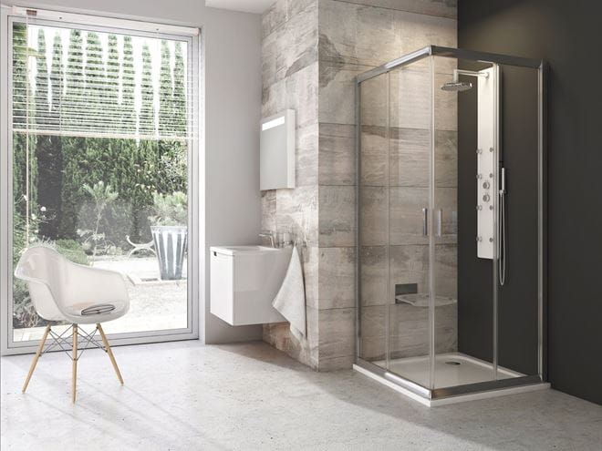 RAVAK BLIX BLRV2 90 sprchový kout 90x90 cm, rohový vstup, posuvné dveře, lesk/sklo transparent 1LV70C00Z1 Obrázek - fotka