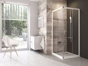 RAVAK BLIX BLRV2 90 sprchový kout 90x90 cm, rohový vstup, posuvné dveře, bílá/sklo transparent 1LV70100Z1 Obrázek - fotka