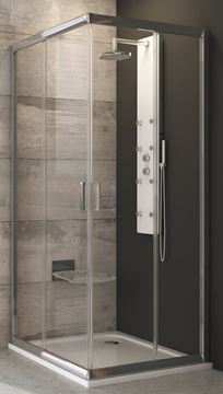 RAVAK BLIX BLRV2-80 sprchový kout 80x80 cm, rohový vstup, posuvné dveře, lesk/sklo transparent