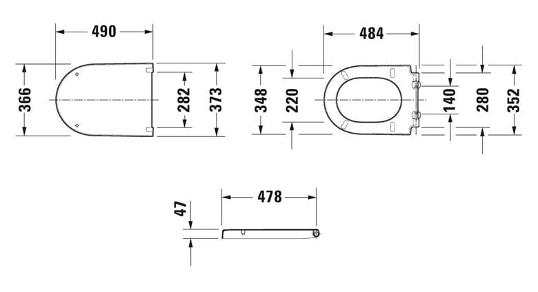 DURAVIT DARLING NEW WC sedátko, Soft-Close, lesklá bílá 0063390000 Technický nákres