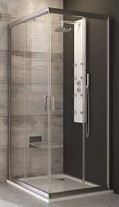 RAVAK BLIX BLRV2-90 sprchový kout 90x90 cm, rohový vstup, posuvné dveře, satin/sklo transparent