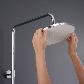 DURAVIT sprchový set s termostatickou baterií, horní sprcha, ruční sprcha se 3 proudy, teleskopická tyč, hadice, MinusFlow, chrom/lesklá bílá TH4382008005 Obrázek - fotka