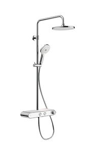DURAVIT sprchový set s termostatickou baterií, horní sprcha, ruční sprcha se 3 proudy, teleskopická tyč, hadice, MinusFlow, chrom/lesklá bílá