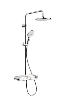 DURAVIT sprchový set s termostatickou baterií, horní sprcha, ruční sprcha se 3 proudy, teleskopická tyč, hadice, MinusFlow, chrom/lesklá bílá