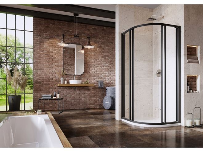 RAVAK SUPERNOVA SKCP4 80 sprchový kout 80x80 cm, R500, posuvné dveře, černá/sklo transparent 3114O302Z1 Obrázek - fotka