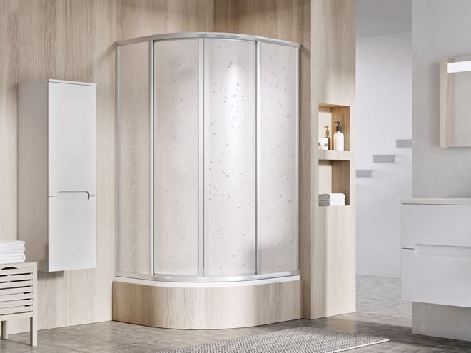 RAVAK SUPERNOVA SKCP4 SABINA 80 sprchový kout 80x80 cm, R500, snížený, posuvné dveře, satin/plast pearl 31144VU0011 Obrázek - fotka