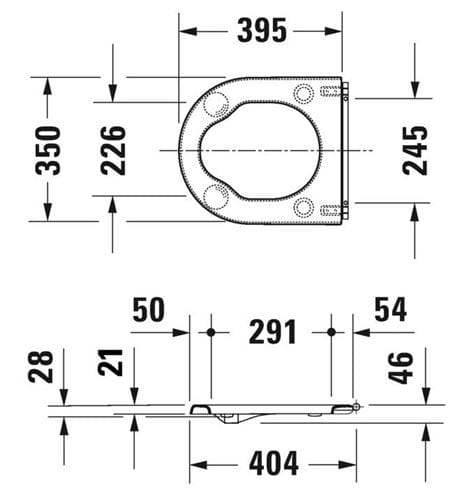 DURAVIT STARCK 3 VITAL WC sedátko, bez poklopu, lesklá bílá 0062610000 Technický nákres