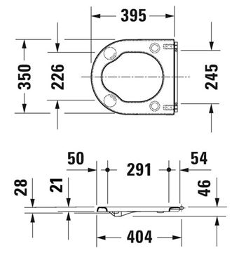 DURAVIT STARCK 3 VITAL WC sedátko, bez poklopu, lesklá bílá 0062610000 Technický nákres
