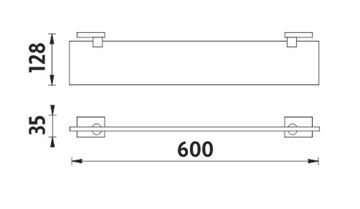 NIMCO KEIRA police 600 mm, nástěnná, sklo, chrom KE 22091B-60-26 Technický nákres
