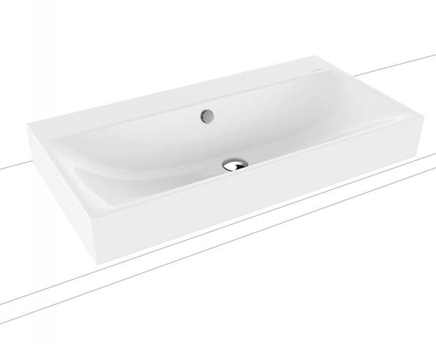 KALDEWEI SILENIO 3043 umyvadlo na desku 90 cm, bez otvoru pro baterii, s přepadem, smaltovaná ocel, Perl-Effekt, alpská bílá 904206003001 Obrázek - Hlavní obrázek