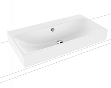 KALDEWEI SILENIO 3043 umyvadlo na desku 90 cm, bez otvoru pro baterii, s přepadem, smaltovaná ocel, Perl-Effekt, alpská bílá