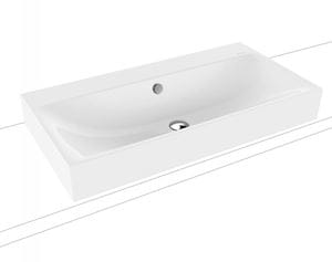 KALDEWEI SILENIO 3043 umyvadlo na desku 90 cm, bez otvoru pro baterii, s přepadem, smaltovaná ocel, Perl-Effekt, alpská bílá