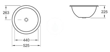 VILLEROY & BOCH LOOP & FRIENDS umyvadlo 52,5 cm, s přepadem, CeramicPlus 618043R1 Technický nákres