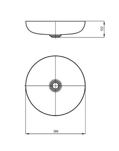 KALDEWEI MIENA 3181 umyvadlová mísa 38 cm, bez přepadu, smaltovaná ocel, Perl-Effect, alpská bílá 909406003001 Technický nákres