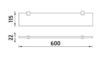 NIMCO BORMO police 600 mm, nástěnná, sklo, chrom BR 11091B-60-26 Technický nákres