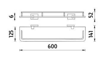 NIMCO KEIRA police 600 mm, nástěnná, sklo, chrom KE 22091AX-60-26 Technický nákres