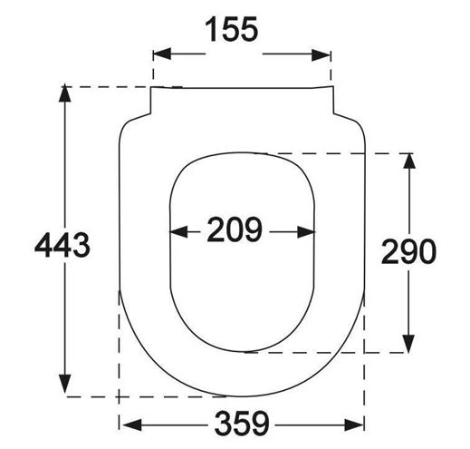 VILLEROY & BOCH VICARE WC sedátko, alpská bílá 9M51B101 Technický nákres