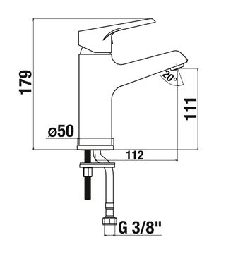 JIKA CUBE umyvadlová stojánková baterie, chrom H3111W10041101 Technický nákres