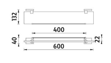 NIMCO KEIRA police 600 mm, nástěnná, sklo, chrom KE 22091BX-60-26 Technický nákres