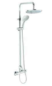 NOVASERVIS AQUAMAT sprchový set s termostatickou baterií, horní sprcha, ruční sprcha se 3 proudy, teleskopická tyč, hadice, chrom