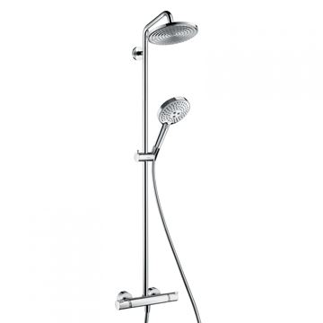 HANSGROHE RAINDANCE S SHOWERPIPE sprchový set s termostatickou baterií, horní sprcha, ruční sprcha se 3 proudy, tyč, hadice, EcoSmart, chrom